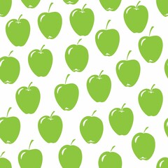 Fototapeta na wymiar Green apple seamless pattern isolated on white background. Hand drawn vector illustration. Fruits Repeating Background. Autumn or summer backdrop. Textile design, healthy fabric decor.