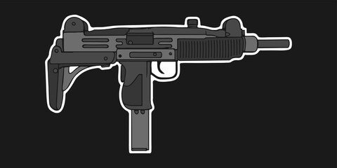 UZI submachine gun on black background