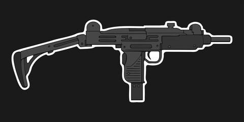 UZI submachine gun on black background