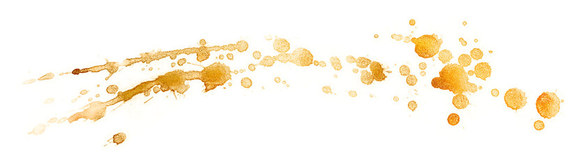Gold splatter paint spot on paper