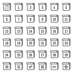 Calendar date schedule line icon set.