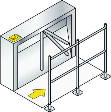 An Entry Turnstile / Automated Gate. Traffic And Crowd Control. With A 