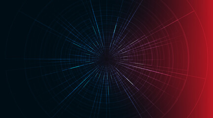 Red and Blue Hyperspace speed motion on Blue background,warp and expanding movement concept,vector Illustration.