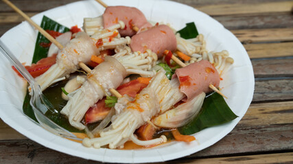 Thai food,yummy pork and mushroom