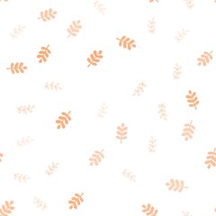 Light Orange vector seamless doodle backdrop with leaves. Shining colored illustration with leaves in doodle style. Design for wallpaper, fabric makers.