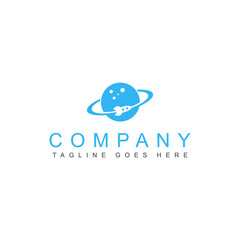 Ilustration vector graphic of rocket logo design template. rocket logo design template. rocket around the planet