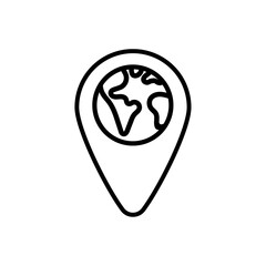 Earth in pin. Vector illustration in flat, linear design isolated on white background. Modern design.