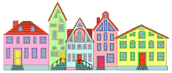 digital illustration of houses in the city