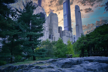 New York City Central Park Autumn sunset 