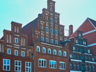Fototapeta premium Visiting German historic houses and learning about old history of beautiful buildings in Germany