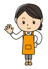 女の子01_32（エプロン姿でポーズをとる笑顔の女性シリーズ）