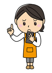 女の子01_10（エプロン姿でポーズをとる困った顔の女性シリーズ）