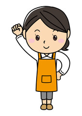 女の子01_07（エプロン姿でポーズをとる笑顔の女性シリーズ）