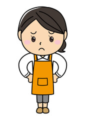 女の子01_13（エプロン姿でポーズをとる困った顔の女性シリーズ）