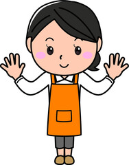 女の子01_20（エプロン姿でポーズをとる笑顔の女性シリーズ）