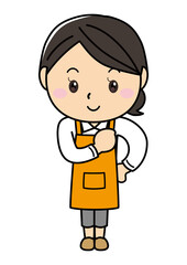 女の子01_23（エプロン姿でポーズをとる笑顔の女性シリーズ）