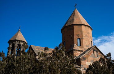 Fototapeta na wymiar Ancient Armenian monastery at the foot of the biblical mount Ararat Khor Virap.