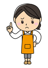 Obraz premium 女の子01_25（エプロン姿でポーズをとる困った顔の女性シリーズ）