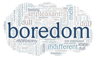 Boredom word cloud isolated on a white background
