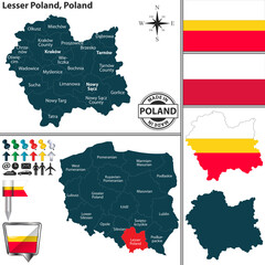 Fototapeta premium Map of Lesser Poland, Poland