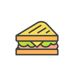 Sandwich thin line icon. Color vector icon.