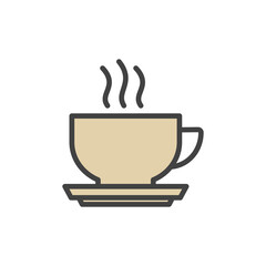 Coffee cup outline icon. Color vector icon.