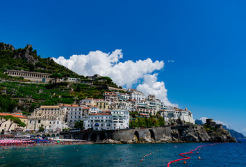 Fototapeta na wymiar Italy, Campania, Amalfi - 16 August 2019 - Spectacular glimpse of Amalfi