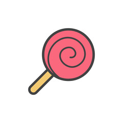 Lollipop outline icon. Color vector icon.