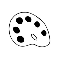 Fototapeta premium paint, palette and brush hand drawn in doodle style. vector, scandinavian, monochrome. set of elements for design sticker, icon, card, banner, poster. school drawing art