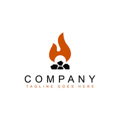 Ilustration vector graphic of Flat vector design of logo. Fire and the stones. Simple minimalism