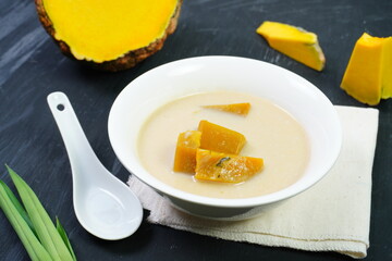 Pumpkin dessert with coconut milk Thai food