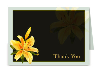 A card with a lettering for you and a low poly yellow lily.