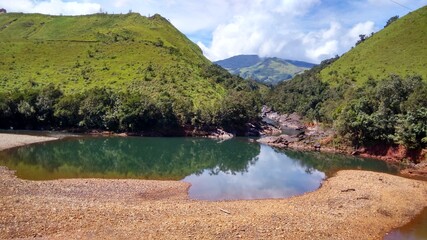 The Lakya Bhadra view point on riverbank of Lakya river near Lakya dam, Kudremukh, which gives a glimpses of Himalaya in Karnataka, india