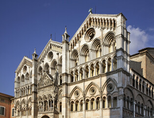 Fototapeta na wymiar Cathedral of Saint George Martyr - Duomo di San Giorgio in Ferrara. Italy