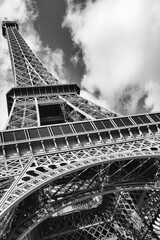Eiffel tower in black and white