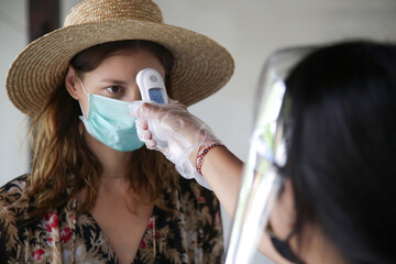 Safety measures during coronavirus. Infrared Thermometer. Measure body temperature from a distance....