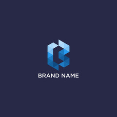 B geometric logo vector