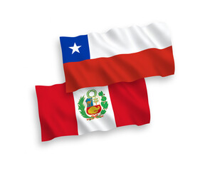 Flags of Peru and Chile on a white background