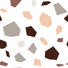 White Terrazzo Tile Vector Seamless Pattern. 