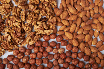 different nuts in a pile