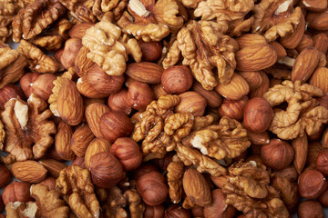 different nuts in a pile