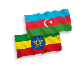 Flags of Azerbaijan and Ethiopia on a white background