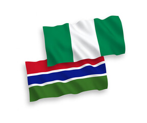 Flags of Republic of Gambia and Nigeria on a white background