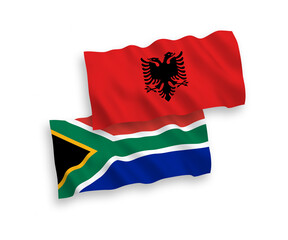 Flags of Albania and Republic of South Africa on a white background