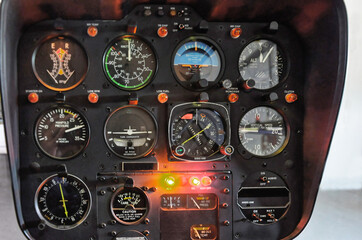 Instrument panel with navigation instruments of a helicopter