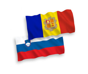 Fototapeta premium Flags of Slovenia and Andorra on a white background
