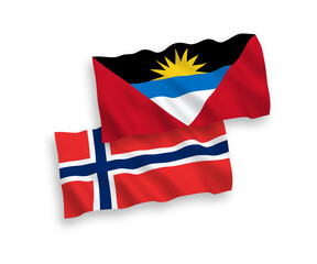Flags of Norway and Antigua and Barbuda on a white background
