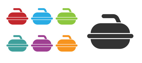 Black Stone for curling sport game icon isolated on white background. Sport equipment. Set icons colorful. Vector Illustration.