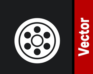 White Alloy wheel for a car icon isolated on black background. Vector Illustration.