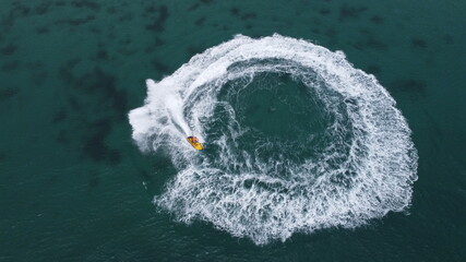 Jet ski making a circle on the water